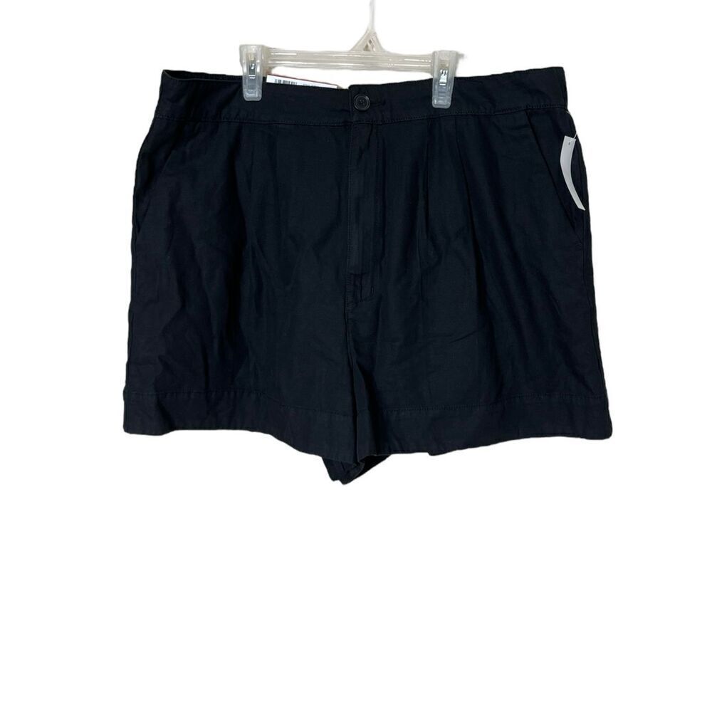 Joie Ladies High Rise Black Linen Blend Pleated Shorts Size XL NWT